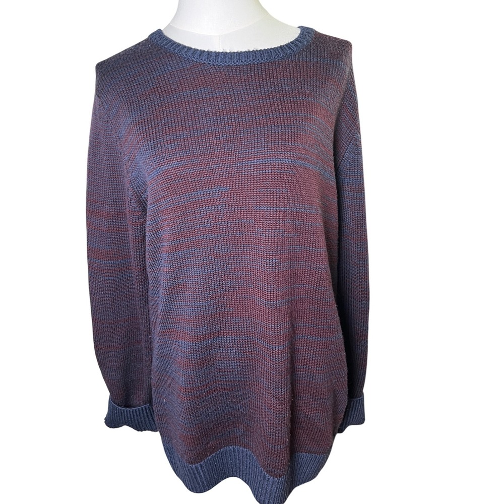 Minimalist Wool Crewneck‎ Sweater Maroon Blue J Lindeberg Men Medium